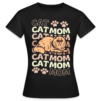 Süße Exotische Kurzhaarkatze Mama - Frauen T-Shirt - Schwarz - Vorne - AI Model Female 172 dark (172cm)