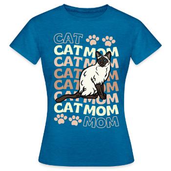 Cute Siam Cat Mama - Women's T-Shirt - antique blue sapphire heather - Front - AI Model Female 172 dark (172cm)