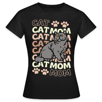 Mignon British Shorthair Cat Cat Mama - T-shirt Femme - noir - Devant - AI Model Female 172 dark (172cm)