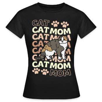Cute Scottish Fold Cat Mama Scottish Folding Ear - Women's T-Shirt - black - Front - AI Model Female 172 dark (172cm)