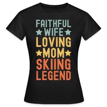 Ehefrau Mutter Ski Legende retro vintage - Frauen T-Shirt - Schwarz - Vorne - AI Model Female 172 dark (172cm)