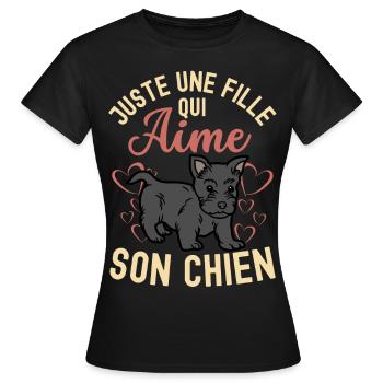Amant de chiot terrier écossais mignon kawaii - T-shirt Femme - noir - Devant - AI Model Female 172 dark (172cm)