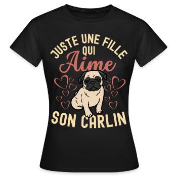 Amant de carlin mignon maman de carlin kawaii - T-shirt Femme - noir - Devant - AI Model Female 172 dark (172cm)