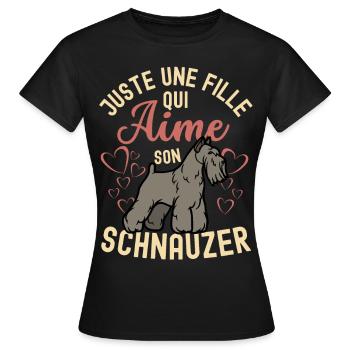 Amant de chien schnauzer mignon kawaii - T-shirt Femme - noir - Devant - AI Model Female 172 dark (172cm)