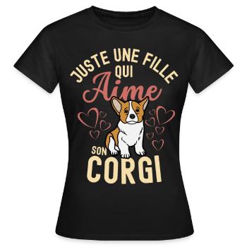 Amant de chiot gallois corgi mignon kawaii - T-shirt Femme - noir - Devant - AI Model Female 172 dark (172cm)