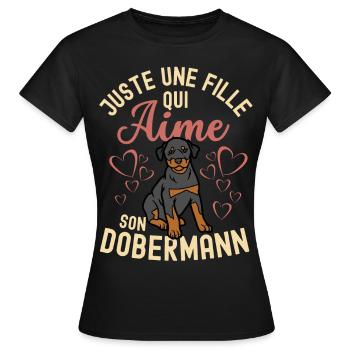 Mignon chien doberman kawaii - T-shirt Femme - noir - Devant - AI Model Female 172 dark (172cm)