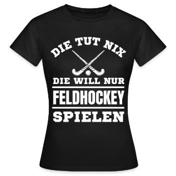 Hockey Hockeyspieler Frauen Feldhockey - Frauen T-Shirt - Schwarz - Vorne - AI Model Female 172 dark (172cm)
