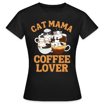 Kaffee Katze kawaii Kaffee und Katzen Liebhaber - Frauen T-Shirt - Schwarz - Vorne - AI Model Female 172 dark (172cm)
