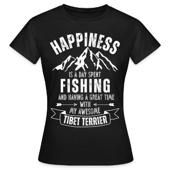 Pêche et terriers tibétains - T-shirt Femme - noir - Devant - AI Model Female 172 dark (172cm)