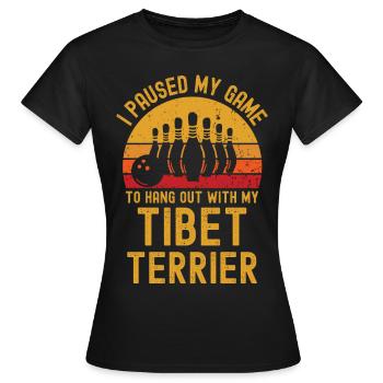 Bowling et terriers tibétains - T-shirt Femme - noir - Devant - AI Model Female 172 dark (172cm)