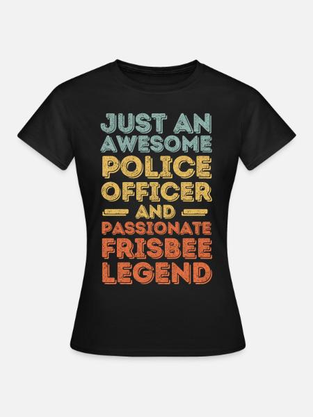Polizist Frisbee retro - Frauen T-Shirt - Schwarz
