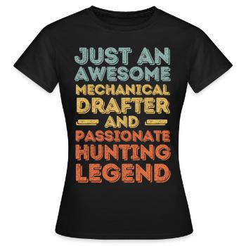 Technical draughtsman hunting retro - Women's T-Shirt - black - Front - AI Model Female 172 dark (172cm)