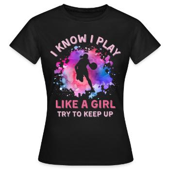 Basketball féminin - T-shirt Femme - noir - Devant - AI Model Female 172 dark (172cm)