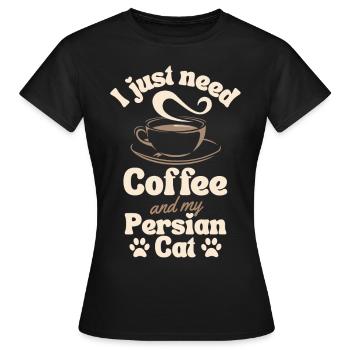 Kaffee-Perser-Katzenliebhaber - Frauen T-Shirt - Schwarz - Vorne - AI Model Female 172 dark (172cm)