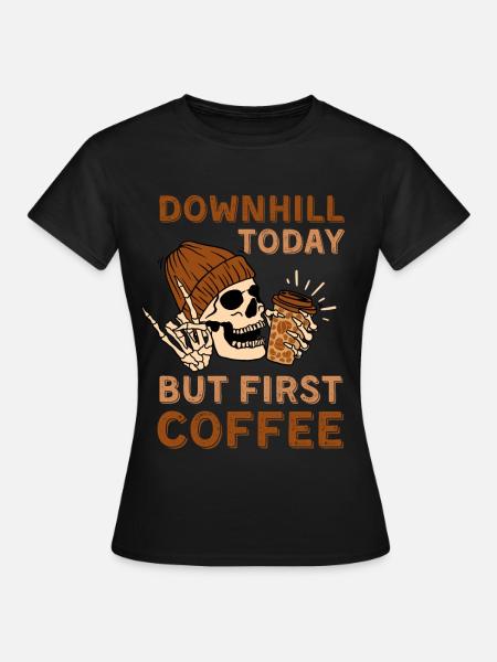 Kaffee Downhill Skelett - Frauen T-Shirt - Schwarz