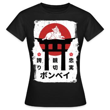 Bombay cat Japon kanji - T-shirt Femme - noir - Devant - AI Model Female 172 dark (172cm)