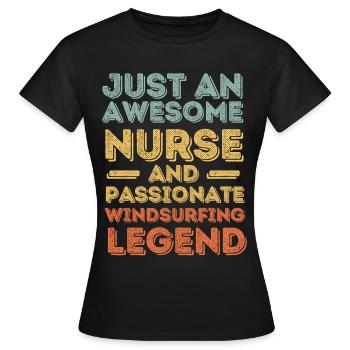 Krankenschwester Windsurf Legende retro - Frauen T-Shirt - Schwarz - Vorne - AI Model Female 172 dark (172cm)