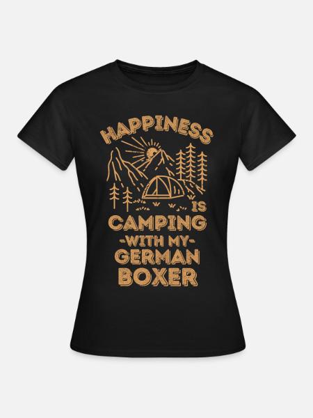 Camping mit Deutsch-Boxer - Frauen T-Shirt - Schwarz