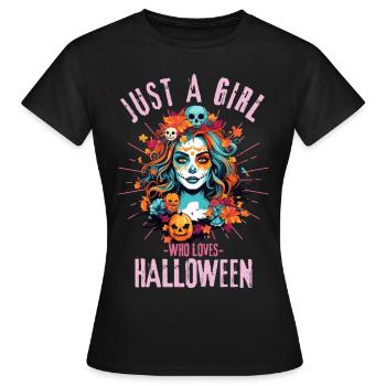 Halloween Girl Bunte Halloween Frau Sugar Skull - Frauen T-Shirt - Schwarz - Vorne - AI Model Female 172 dark (172cm)