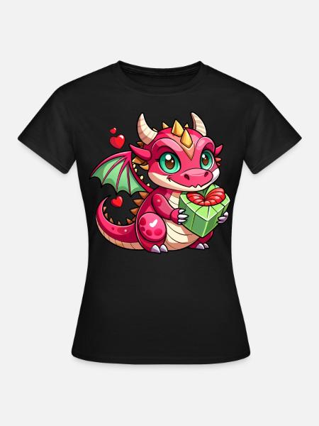 Farbenfroher Drache - Frauen T-Shirt - Schwarz