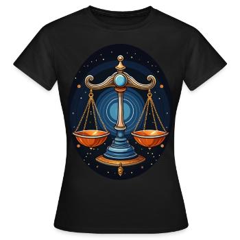 Sternzeichen Waage - Frauen T-Shirt - Schwarz - Vorne - AI Model Female 172 dark (172cm)