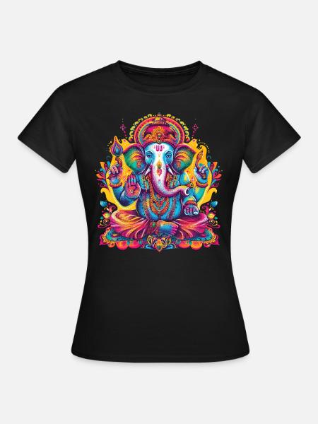 Ganesha bunt - Frauen T-Shirt - Schwarz