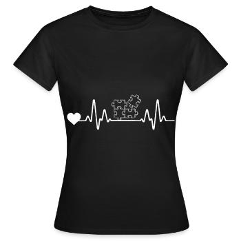 Puzzlefan Puzzler Puzzleteile Herzschlag Puzzle - Frauen T-Shirt - Schwarz - Vorne - AI Model Female 172 dark (172cm)
