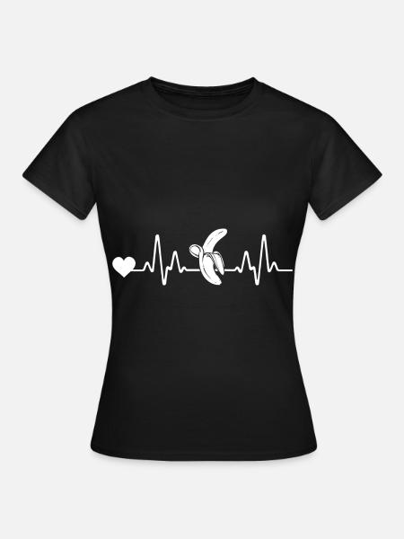 Herzschlag Puls Banane - Frauen T-Shirt - Schwarz