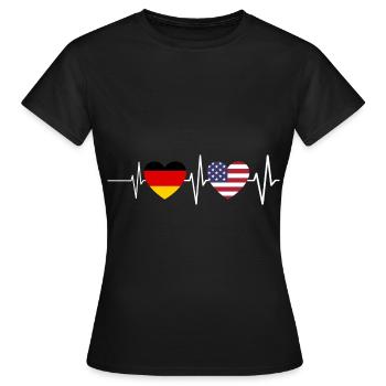 USA Amerikaner Deutschland Amerika Herzschlag - Frauen T-Shirt - Schwarz - Vorne - AI Model Female 172 dark (172cm)