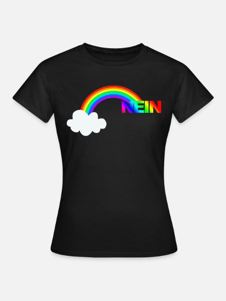 Witziges Regenbogen Bild Nein - Frauen T-Shirt - Schwarz