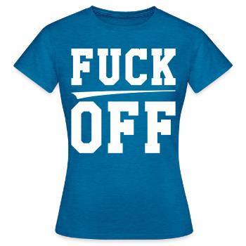 Fuck off - Frauen T-Shirt - Antikblaues Saphir meliert - Vorne - AI Model Female 172 dark (172cm)