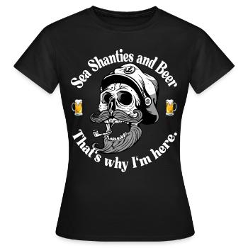 Sea Shanties und Bier Matrosen Piraten Meme Shirt - Frauen T-Shirt - Schwarz - Vorne - AI Model Female 172 dark (172cm)