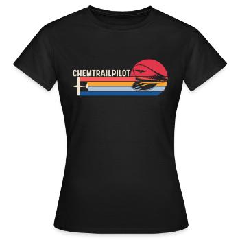 Retro Chemtrail Pilot Chemtrail Abwehr Shirt - Frauen T-Shirt - Schwarz - Vorne - AI Model Female 172 dark (172cm)