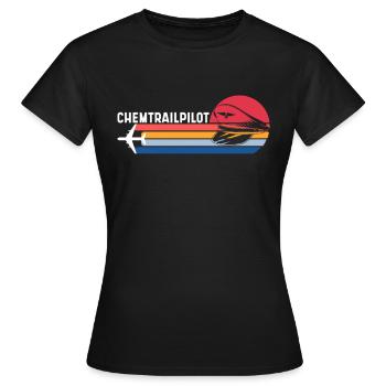 Retro Chemtrail Pilot Chemtrail Abwehr Shirt - Frauen T-Shirt - Schwarz - Vorne - AI Model Female 172 dark (172cm)