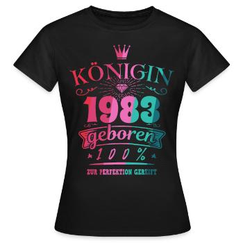 Geburtsjahr 1983 Königin Geburtstag Geschenk - Frauen T-Shirt - Schwarz - Vorne - AI Model Female 172 dark (172cm)