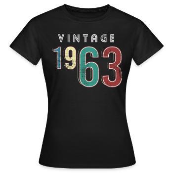Vintage 1963 Anniversaire Né année 1963 - T-shirt Femme - noir - Devant - AI Model Female 172 dark (172cm)