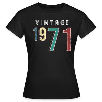 Millésime 1971 Anniversaire Né année 1971 - T-shirt Femme - noir - Devant - AI Model Female 172 dark (172cm)