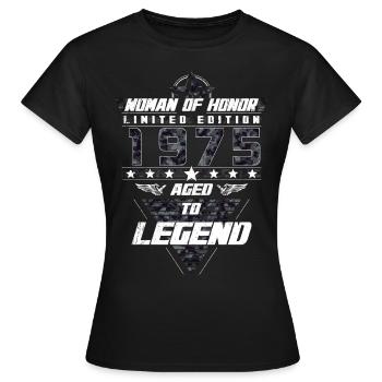 Woman of Honor Birthday 1975 Camouflage Gift - Women's T-Shirt - black - Front - AI Model Female 172 dark (172cm)