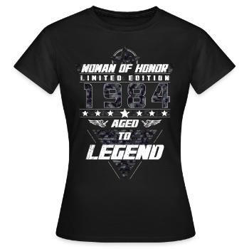 Woman of Honor Birthday 1984 Camouflage Gift - Women's T-Shirt - black - Front - AI Model Female 172 dark (172cm)