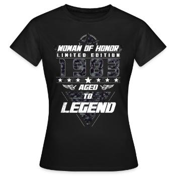 Woman of Honor Birthday 1983 Camouflage Gift - Women's T-Shirt - black - Front - AI Model Female 172 dark (172cm)