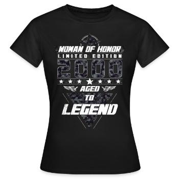 Woman of Honor Birthday 2000 Camouflage Gift - Women's T-Shirt - black - Front - AI Model Female 172 dark (172cm)