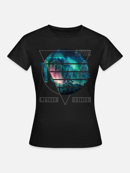 Limited Edition 1974 April Geburtstag Polarlicht - Dame-T-shirt - sort