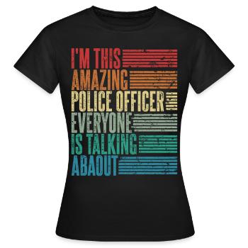 Vintage Policier Policier Cadeau Rétro - T-shirt Femme - noir - Devant - AI Model Female 172 dark (172cm)