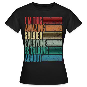 Vintage Soldat Soldat Cadeau Rétro - T-shirt Femme - noir - Devant - AI Model Female 172 dark (172cm)