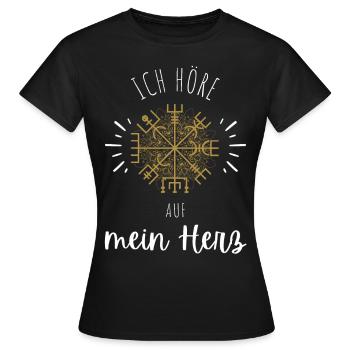 Wegweiser MOTIVATION - VEGVISIR - Frauen T-Shirt - Schwarz - Vorne - AI Model Female 172 dark (172cm)