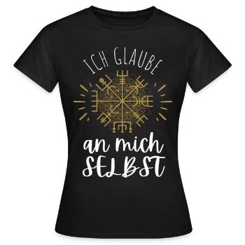 Wegweiser MOTIVATION - VEGVISIR - Frauen T-Shirt - Schwarz - Vorne - AI Model Female 172 dark (172cm)