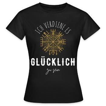Wegweiser MOTIVATION - VEGVISIR - Frauen T-Shirt - Schwarz - Vorne - AI Model Female 172 dark (172cm)
