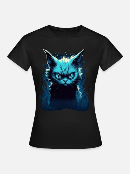 Mystique Chat Fantaisie Magique Mignon Chaton - T-shirt Femme - noir