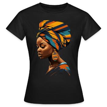 African Woman Headwrap Head Scarf Africa Kente - Women's T-Shirt - black - Front - AI Model Female 172 dark (172cm)