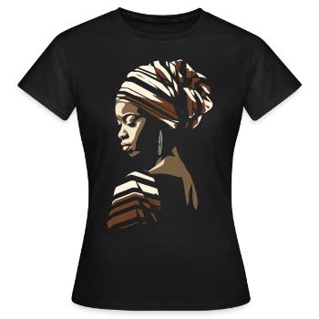 African Woman Africa Headwrap Headscarf Kente - Women's T-Shirt - black - Front - AI Model Female 172 dark (172cm)